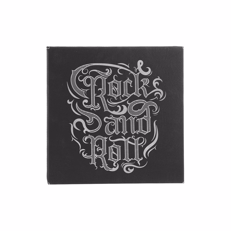 14" x 14" Black/Silver Leatherette Wall Decor