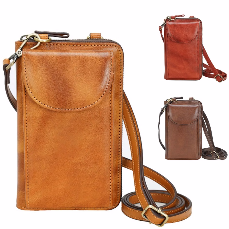 Leather buckle zipper multifunctional shoulder bag