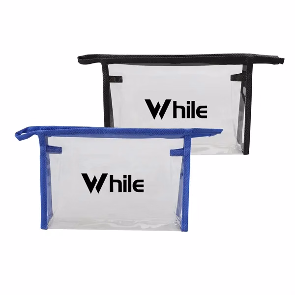 Custom 8x2x5 Transparent PVC Makeup Pouch Zipper Bag — Travel Cosmetic Organizer