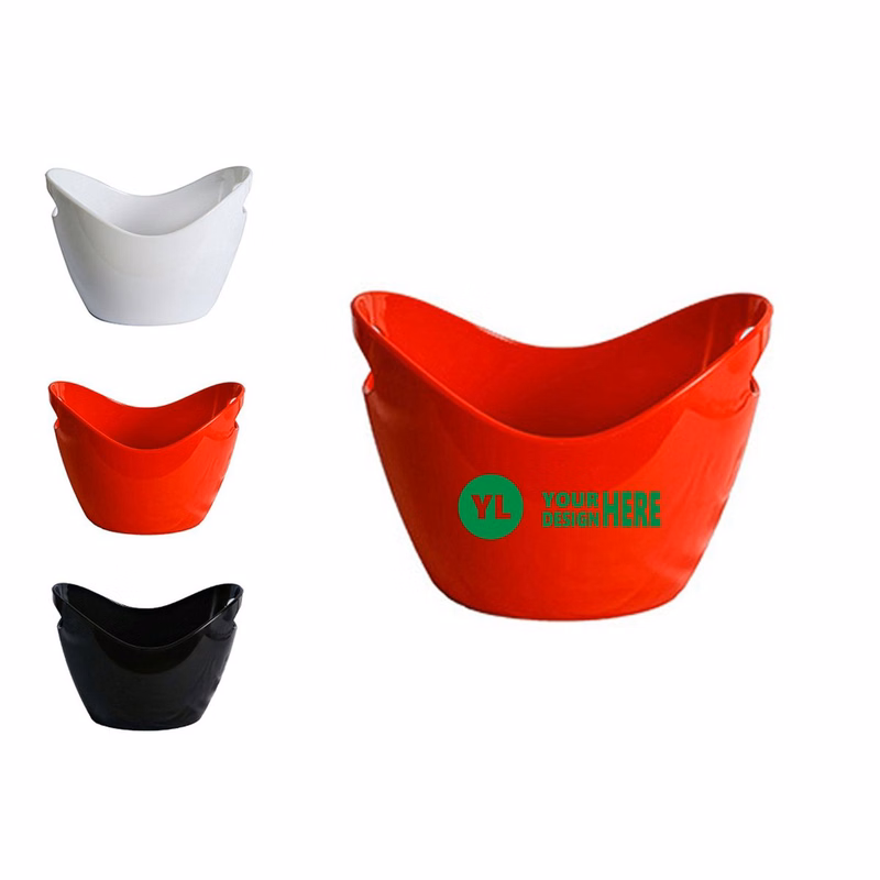 Acrylic ice bucket with a perforated handle