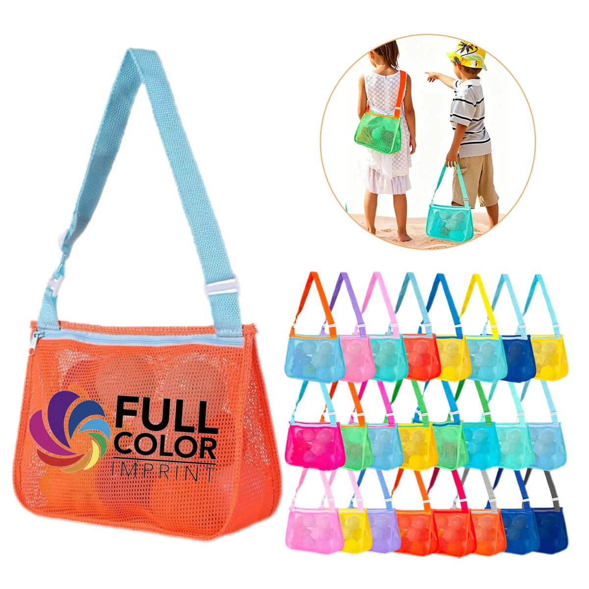 MOQ 20 Full Color Mesh Beach Tote Bag 1