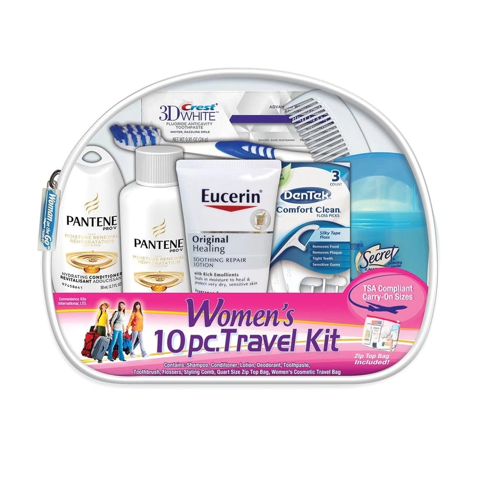 Women's Deluxe Brand Travel Hygiene Kit - 10-Piece 1