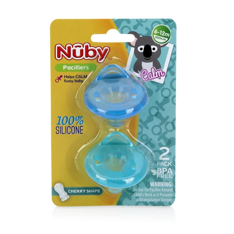 Nuby Pacifiers - 2 Count Silicone Cherry Shape 1