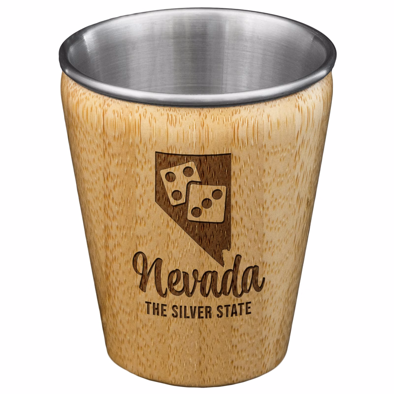Nevada State Bamboo and Stainless Steel Shot Glass