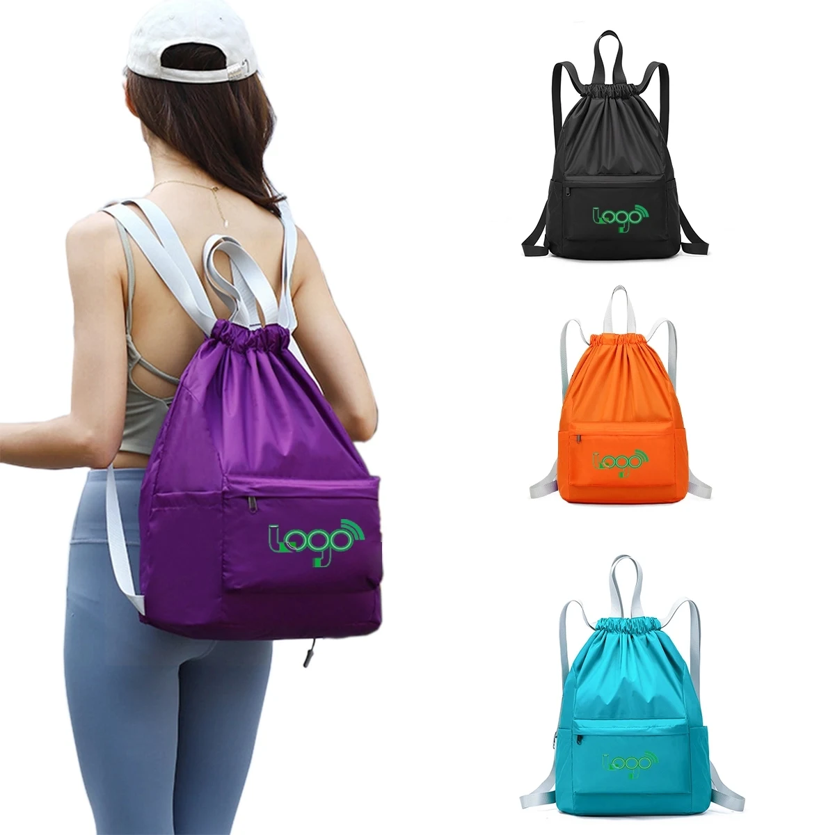 Large Waterproof Oxford Drawstring Backpack 1