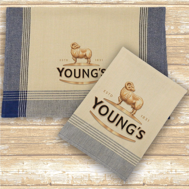 Navy/Tea Dyed Plaid Kitchen Towel with Custom Print