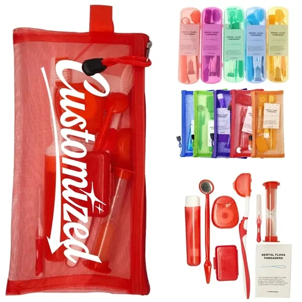 Custom 8 Piece Orthodontic Oral Care Kit with Brush & Floss — Dental Promo 1