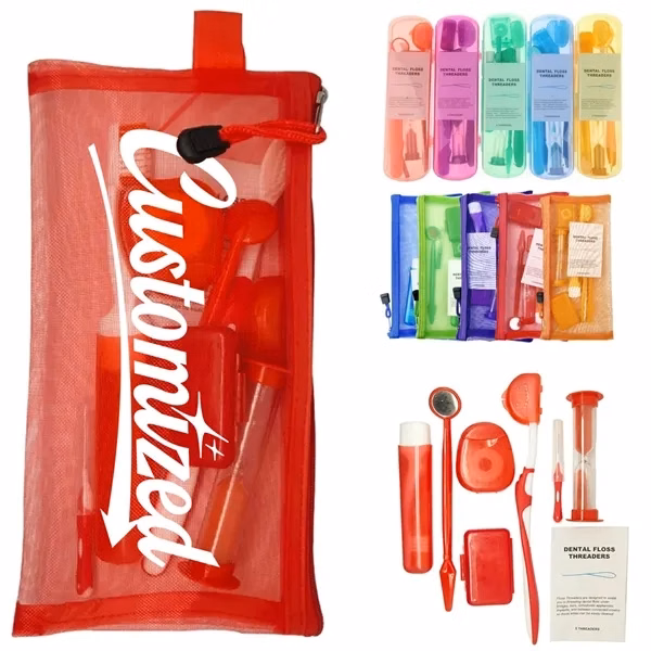 Custom 8 Piece Orthodontic Oral Care Kit with Brush & Floss — Dental Promo