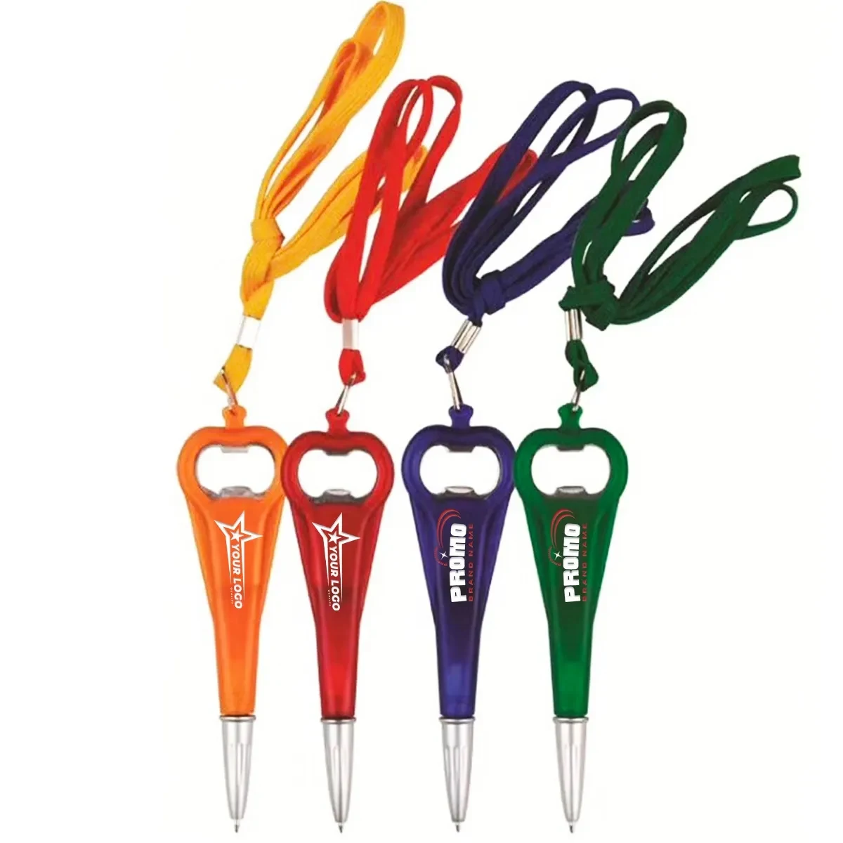 2 In 1 Beer Bottle Opener Ballpoint Pen W/ Lanyard Imprinted 1