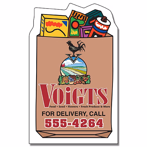 Delivery Magnet - Grocery Bag Shape (1.75x2.875) - 25 mil.