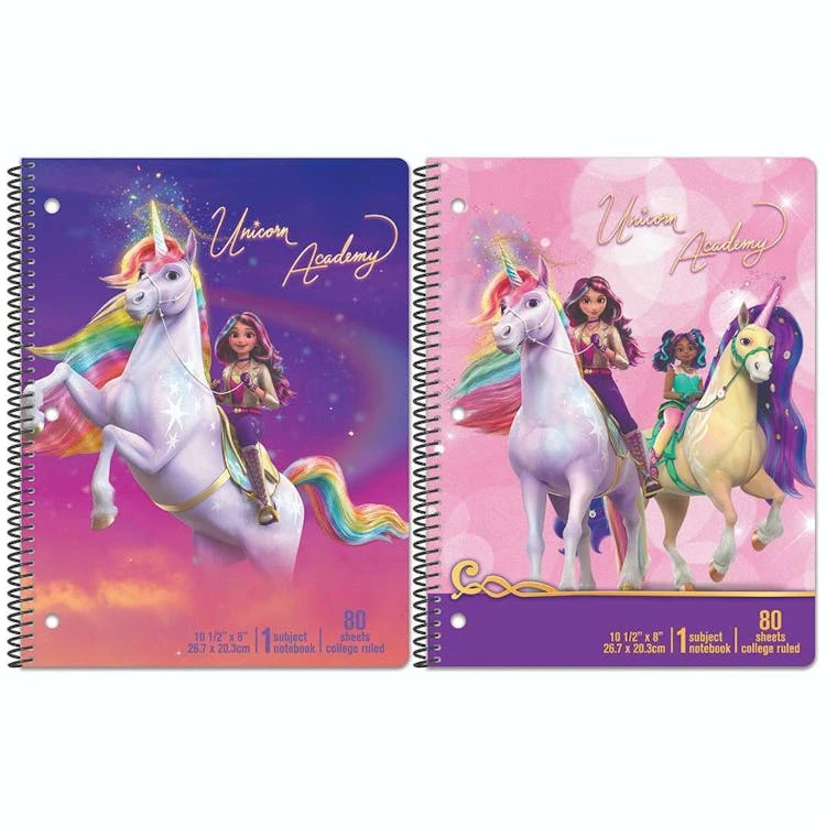 Unicorn Academy Spiral Bound Notebooks - Assorted 1