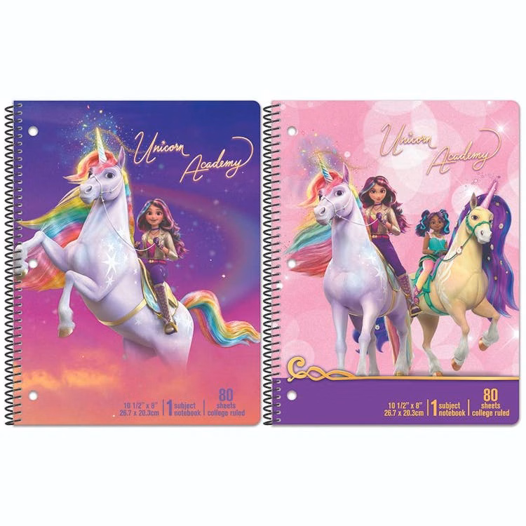 Unicorn Academy Spiral Bound Notebooks - Assorted