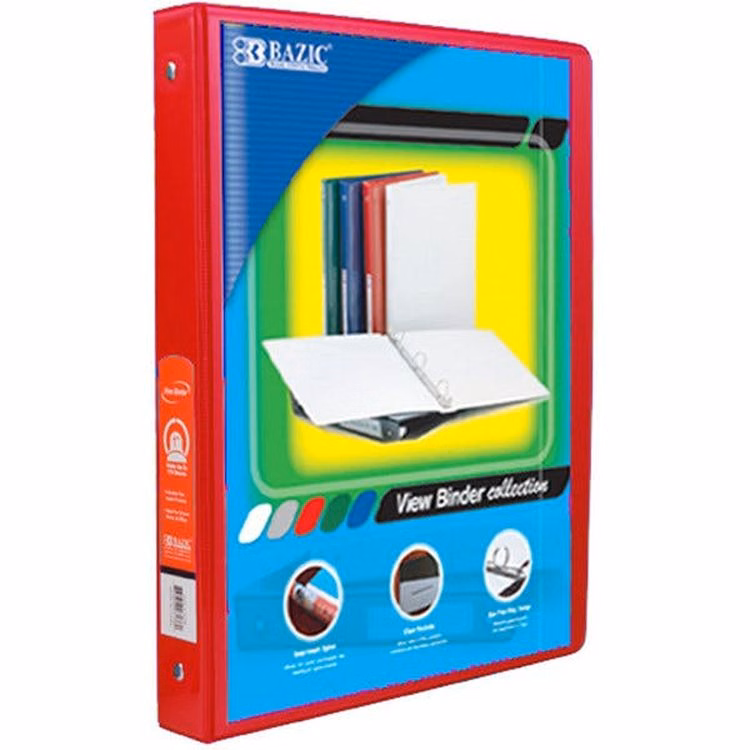 0.5" 3-Ring View Binder - Red 2 Pockets