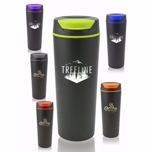 18 oz Double Wall Plastic Travel Mug with Two Tone Accent Top