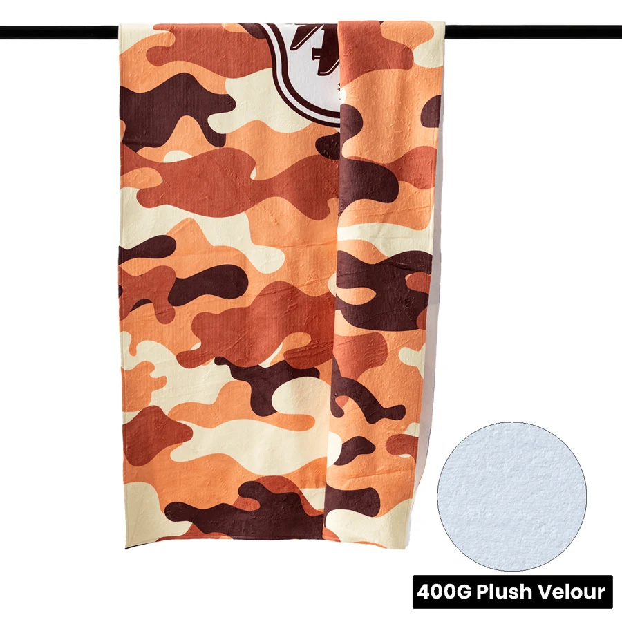 Subli-Plush Velour Beach Towel w/ Cotton Terry Back 1