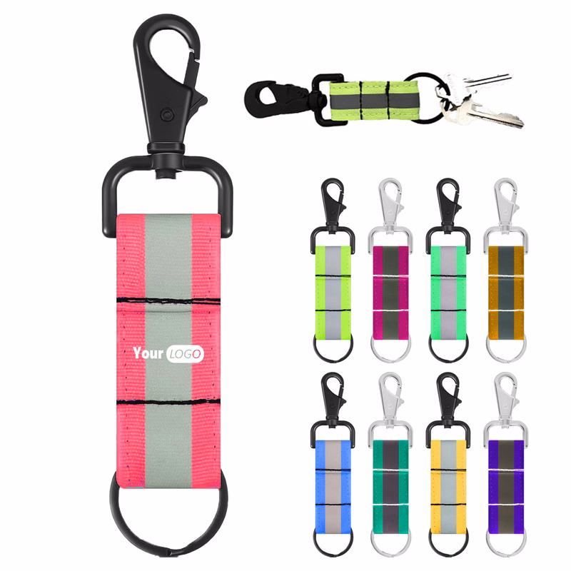 Nylon Durable Reflective Firefighter Keychain With Safety Patch Holder