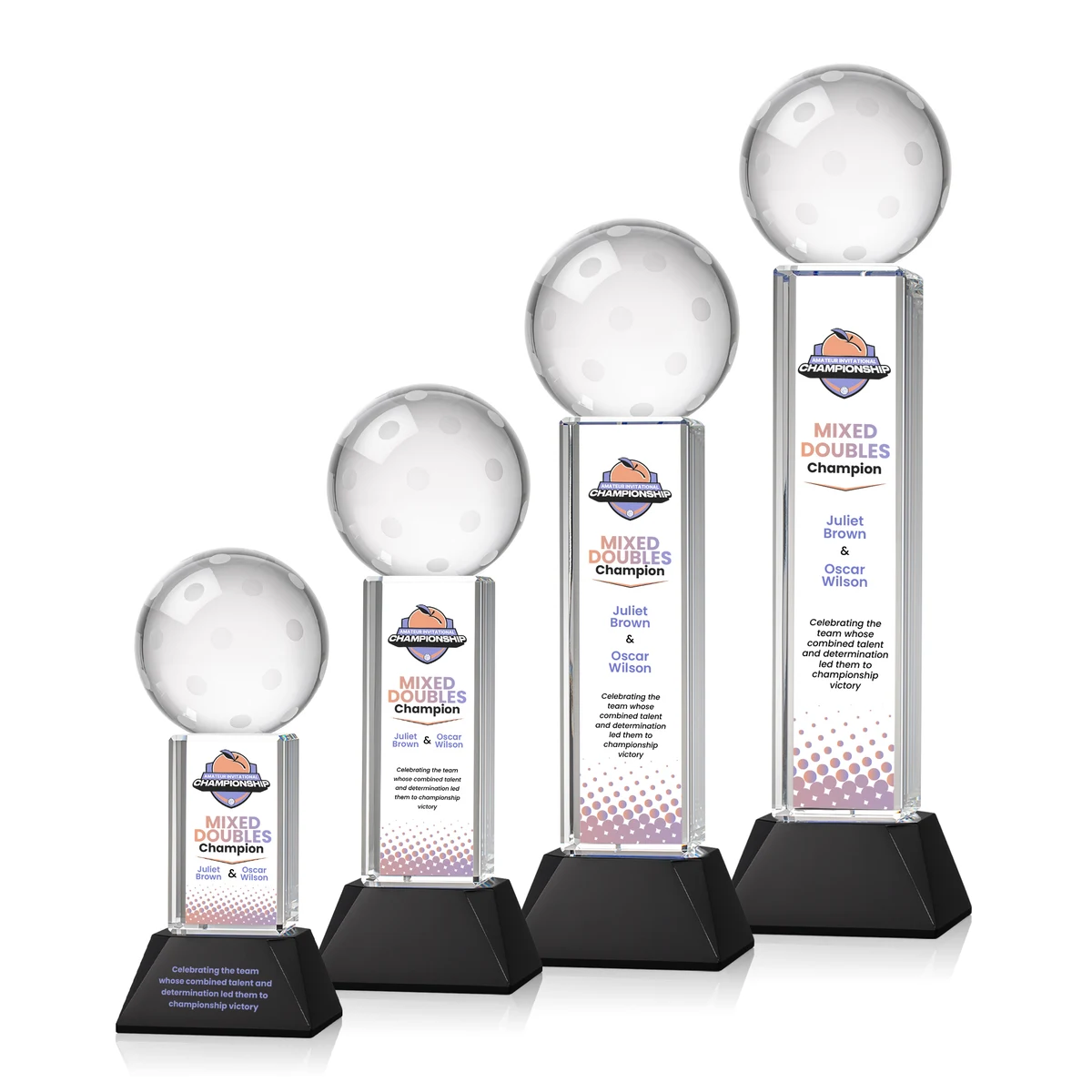Pickleball VividPrint™ Award on Stowe Base - Black 1