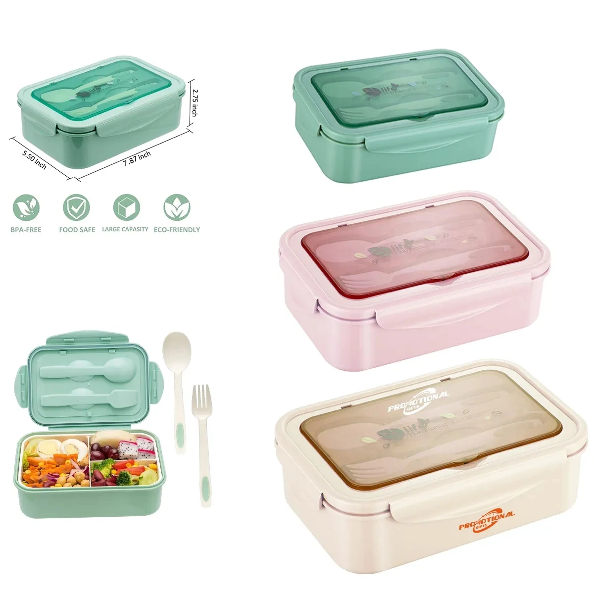 Custom Bento Lunch Box With Spoon & Fork 1
