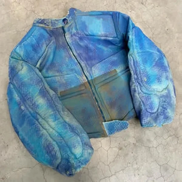 DiZNEW Men's Acid Washed Destruction Bomber Coat 1