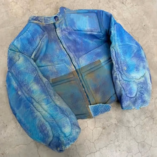 DiZNEW Men's Acid Washed Destruction Bomber Coat