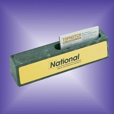GREEN MARBLE BUSINESS CARD HOLDER W/ IMPRINT PLATE 1