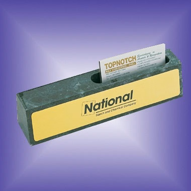 GREEN MARBLE BUSINESS CARD HOLDER W/ IMPRINT PLATE