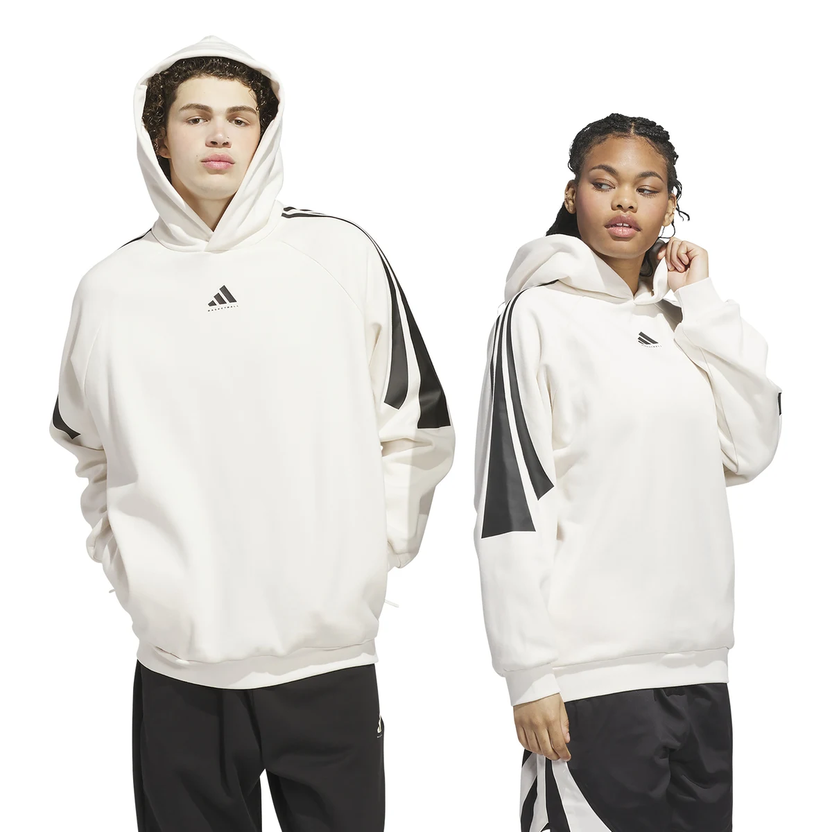 ADIDAS BASKETBALL 3 STRIPE FLEECE HOODIE 1