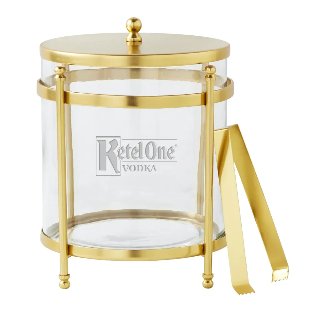 Antique Brass and Glass Ice Bucket 1