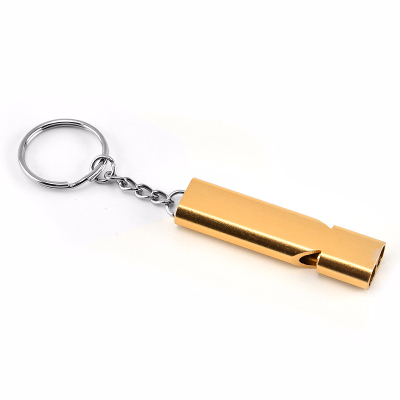 Double Tube Emergency/Survival Aluminum Whistle with Key Rin