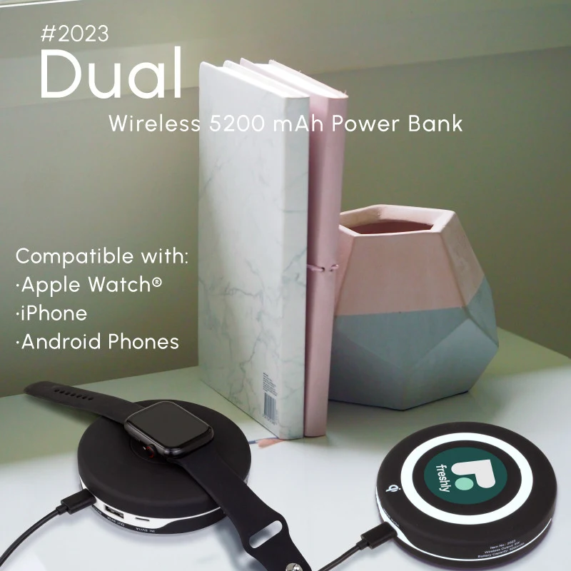 Dual wireless 5200 mAh power bank - compatible with Apple Watch®, iPhone, and Android Phones 1