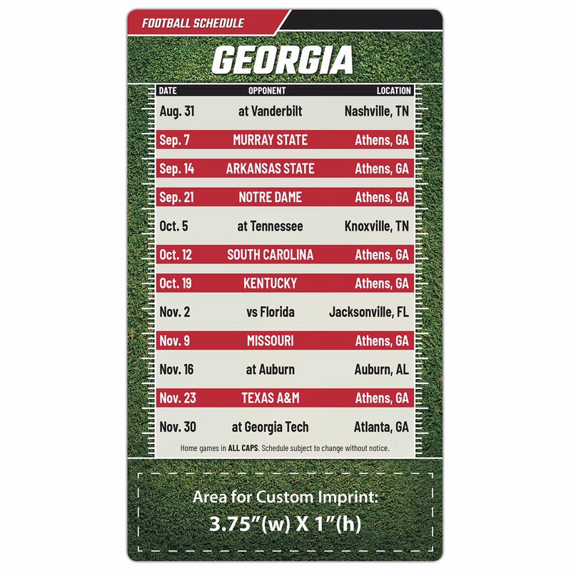 Magnet Sport Schedules - 4x7 Football Round Corners - 25 mil.