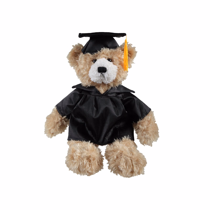 soft plush Beige Brandon Bear  with graduation cap &gown
