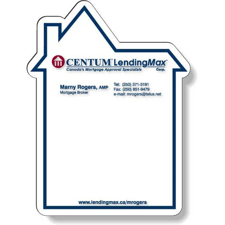 Full Magnetic Back Memo Board, Stock House Shape 5.5"x7.25", Full Colour 1