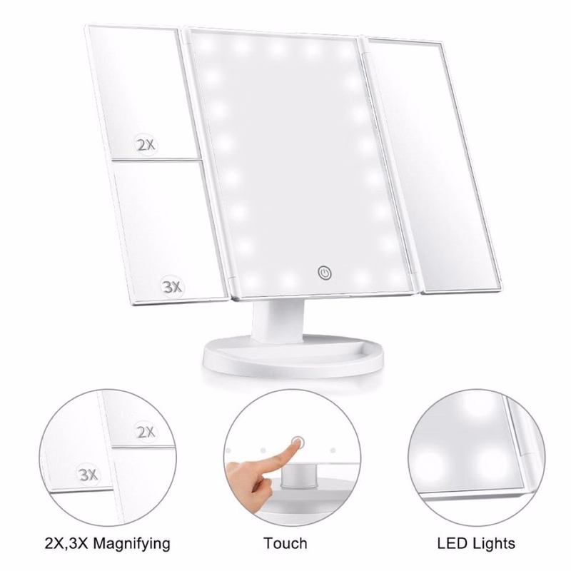LED Tri-Fold Mirror Touch Screen 3X/2X/1X