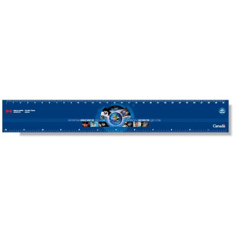 .020 White Plastic Ruler 1.75"x12.25" Rectangle / Square Corner, Full Colour 1