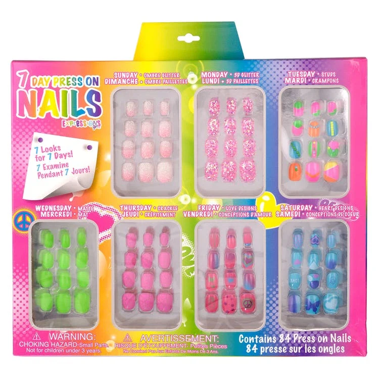 Girls' Press-On Nail Sets - 7 Days 84 Pieces 1