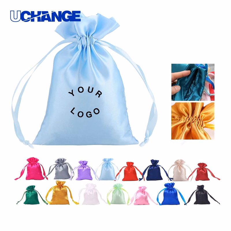 Satin Gift Bag with Ribbon Closure