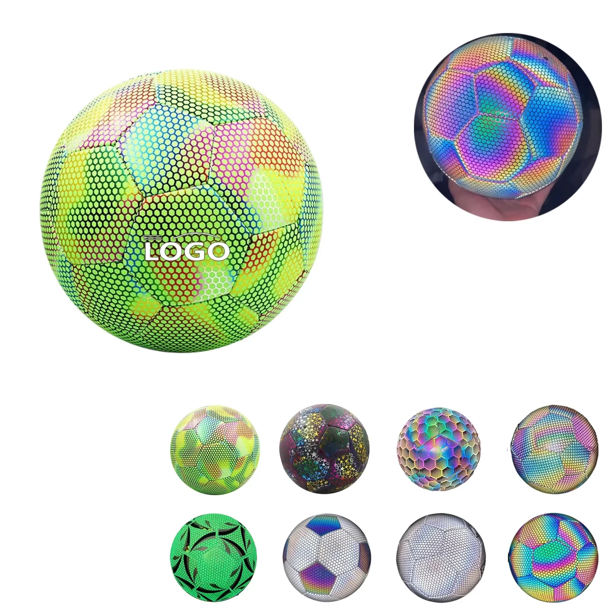 MOQ20 Reflective Glow Soccer Ball Size 5 or 4 1