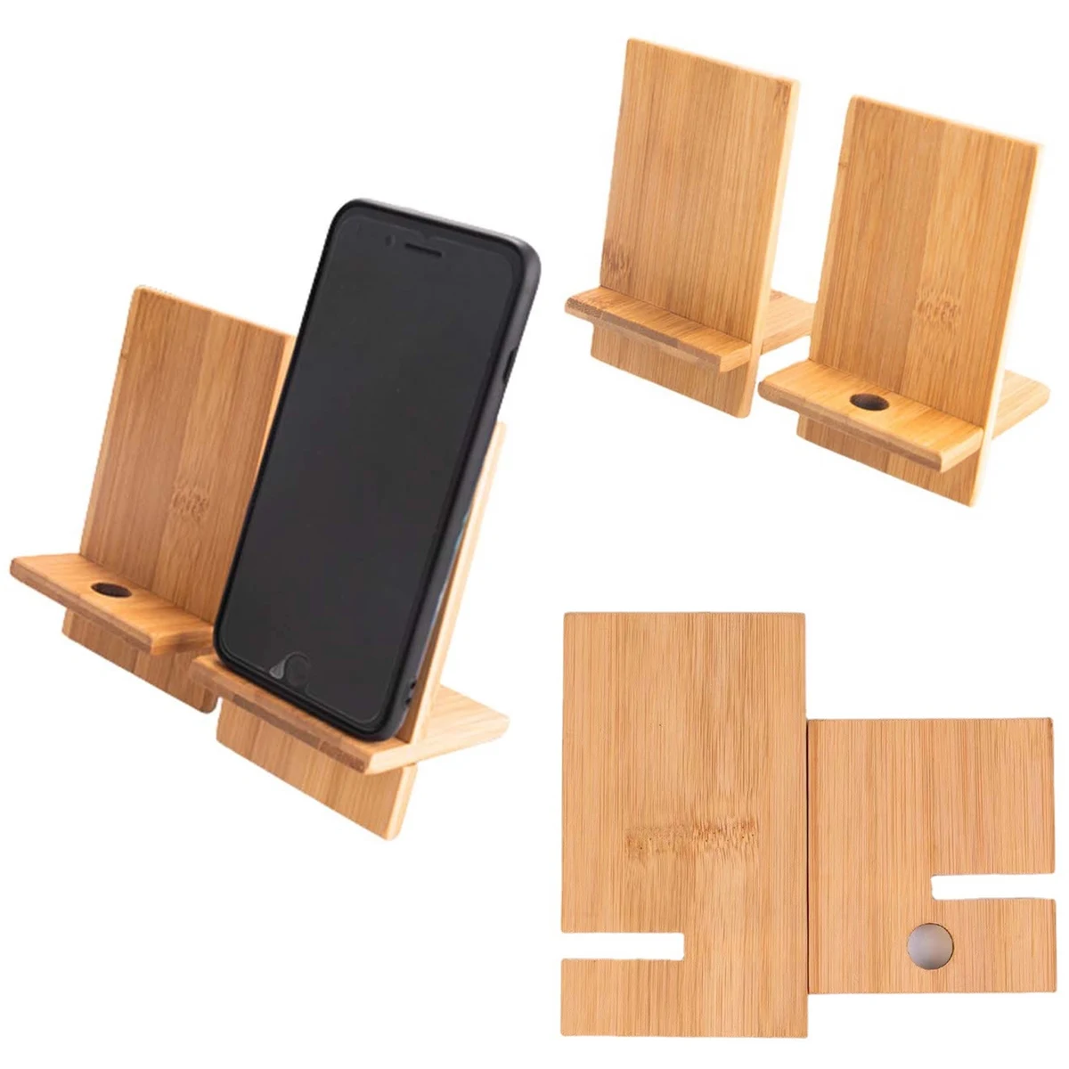 MOQ 50pcs Bamboo Mobile Phone Holder 1