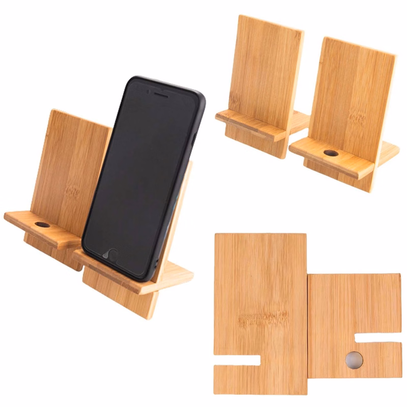 MOQ 50pcs Bamboo Mobile Phone Holder