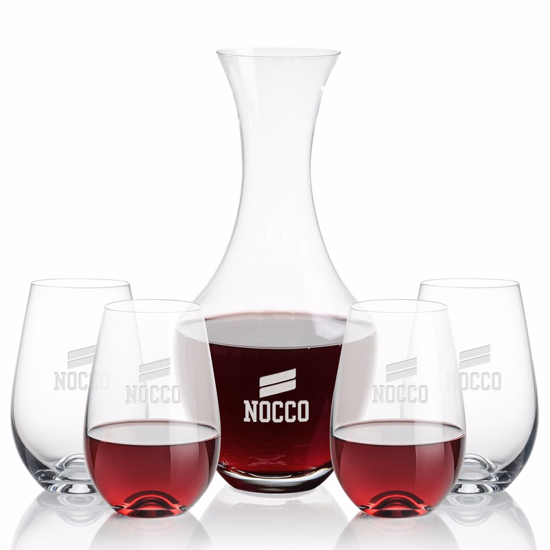 Oldham Carafe & Boston Stemless Wine