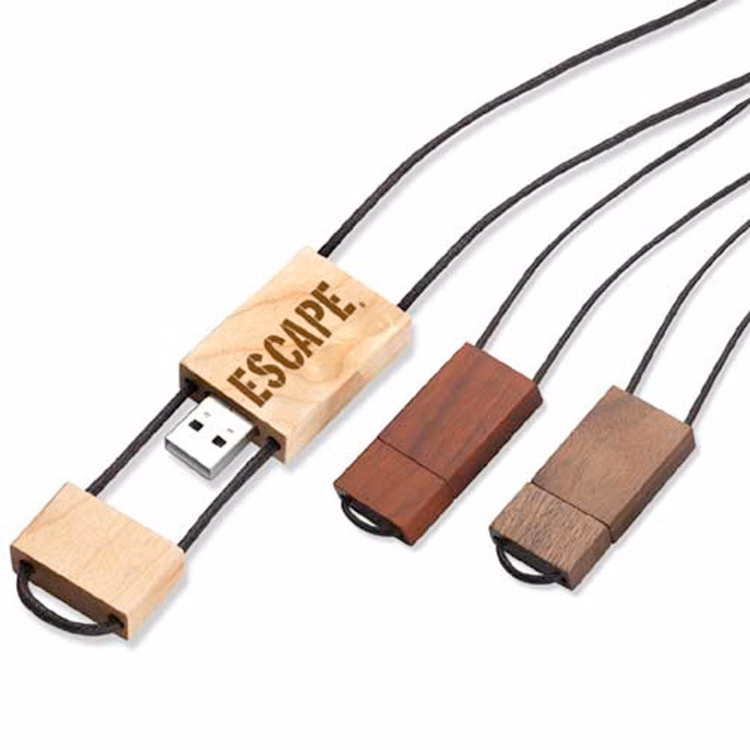 Woodwear USB flash drive with lanyard