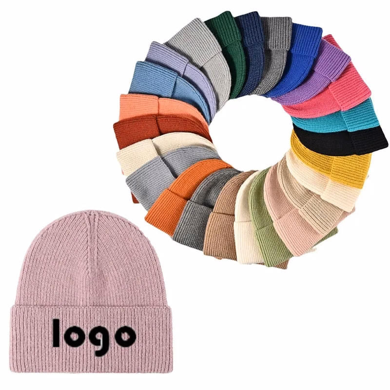 Embroidered warm knit hat