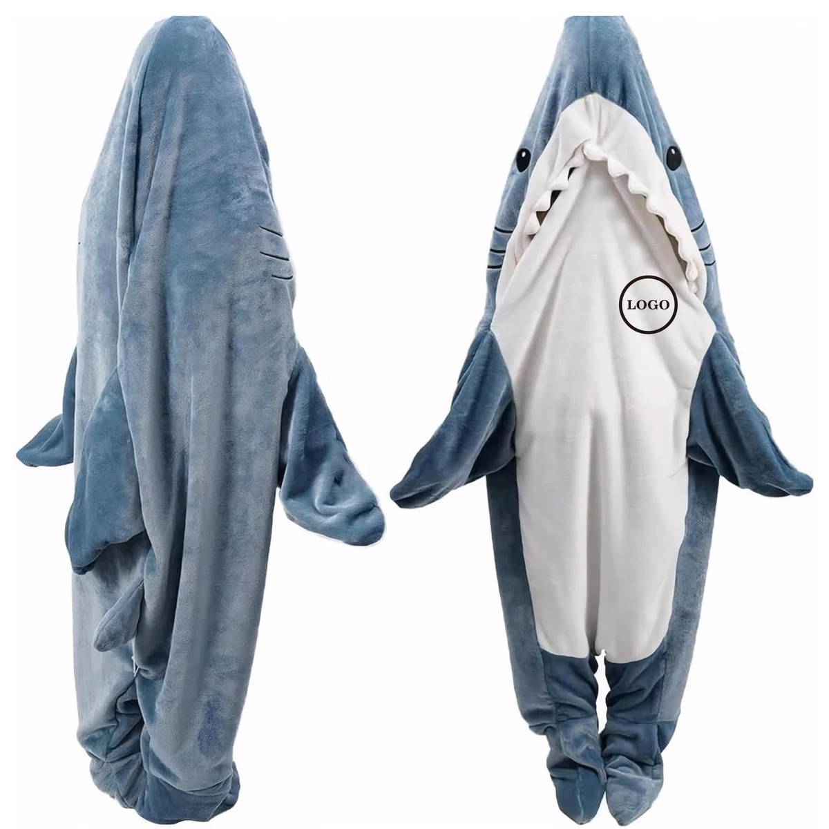 Cozy Shark Blanket Hoodie Cosplay Lounging Nightgown, custom hoodie or sweatshirt with logo imprint 1