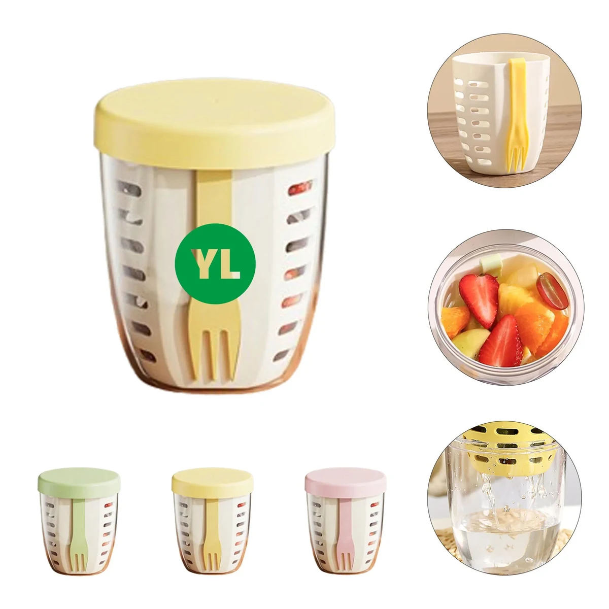 Drainable Fruit Salad Cup With Fork 1