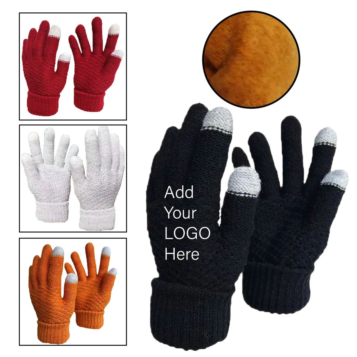 Touchscreen-compatible Knit Fleece Gloves 1