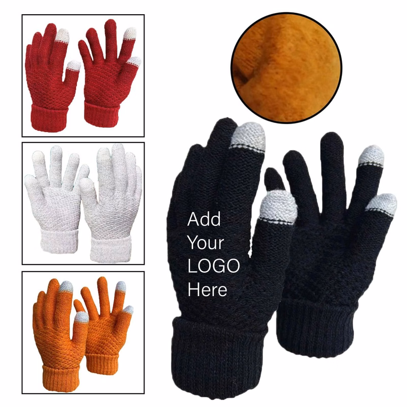 Touchscreen-compatible Knit Fleece Gloves