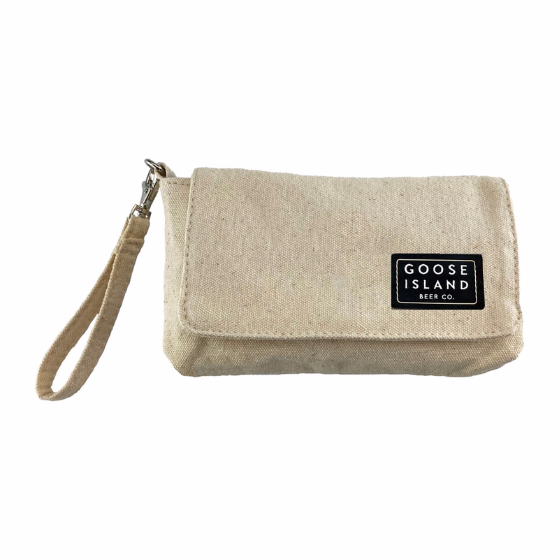 Canvas Wristlet Bag w/ Woven Patch