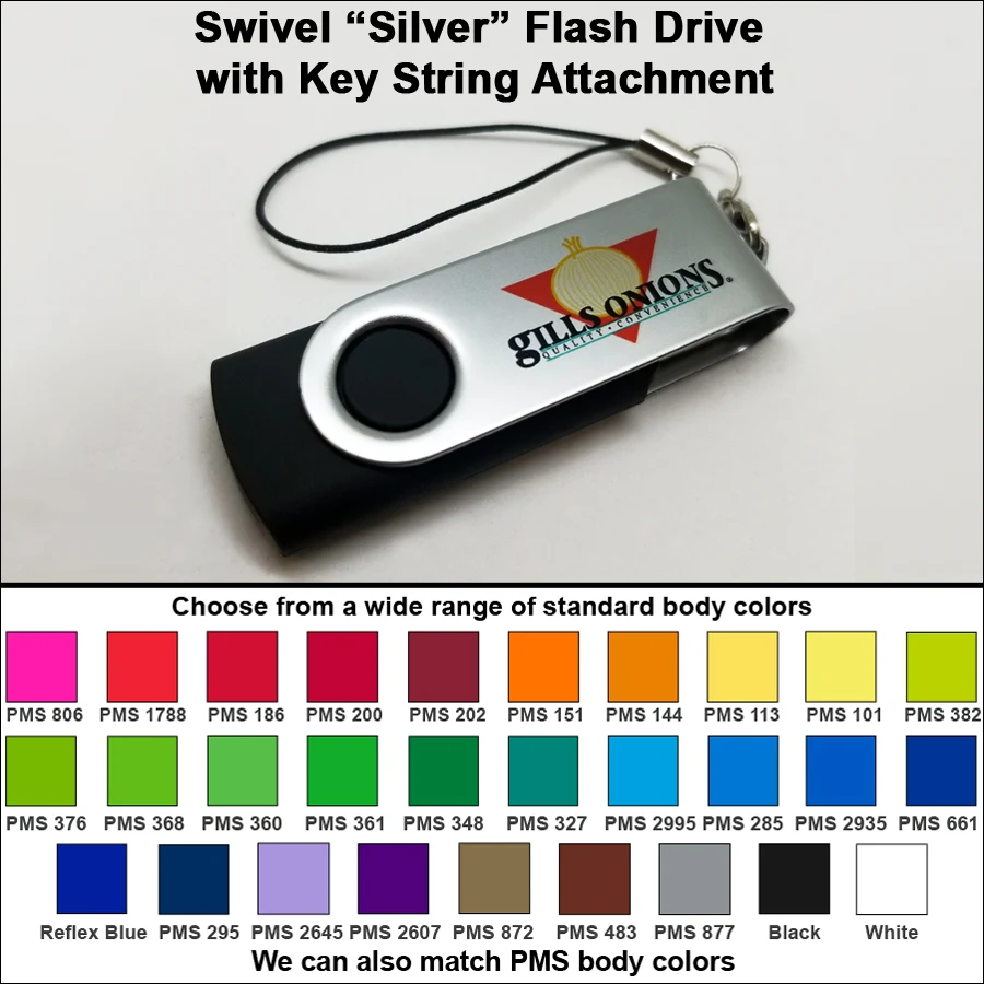 Swivel "Silver" Flash Drive with Key String Attachment - 32 GB Memory 1