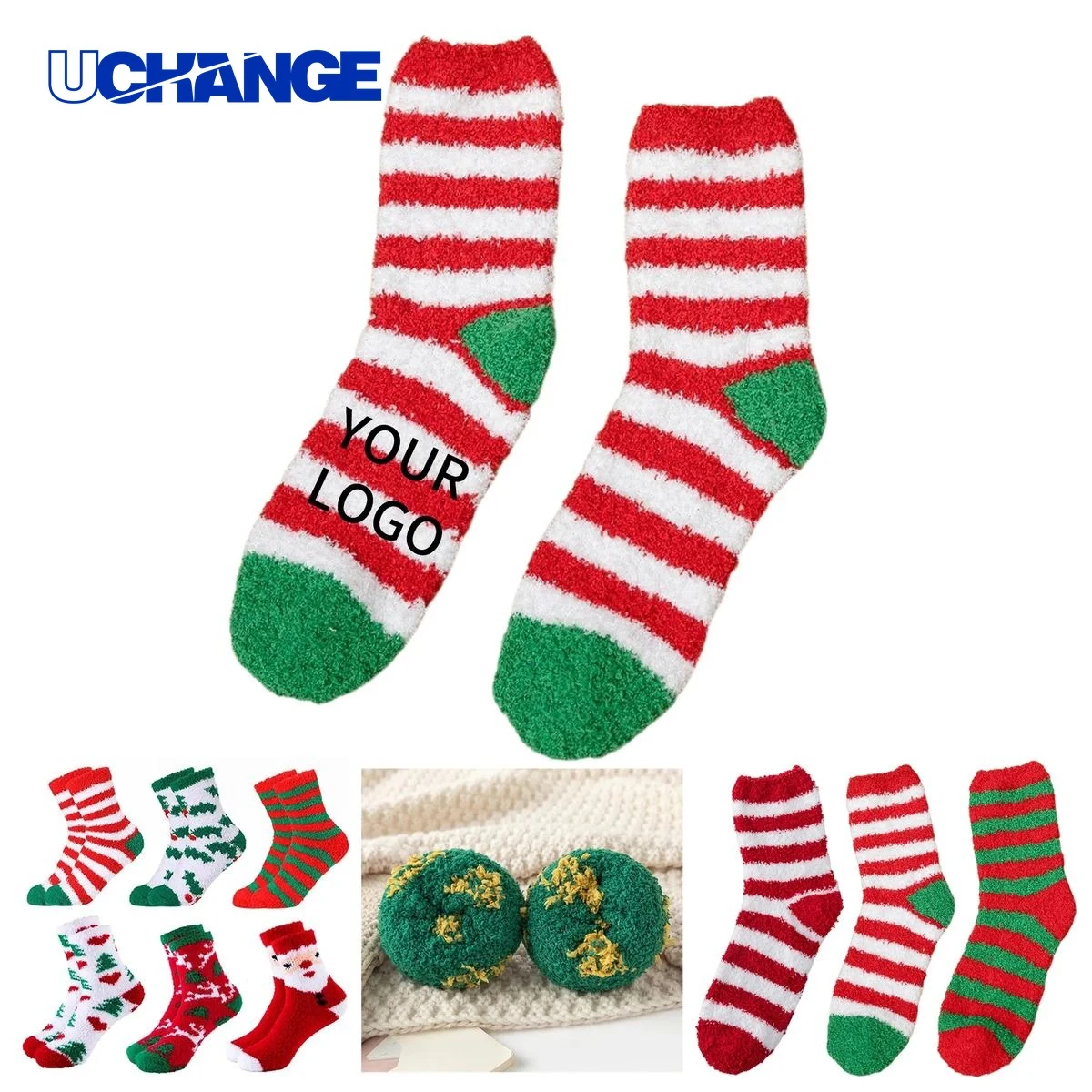 Horizontal Striped Floor Socks with Grip for Home Use 1